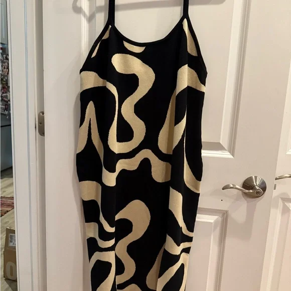 LAST CHANCE Cider Black and Cream Slip Midi Dress for Cocktail - Picture 2 of 5